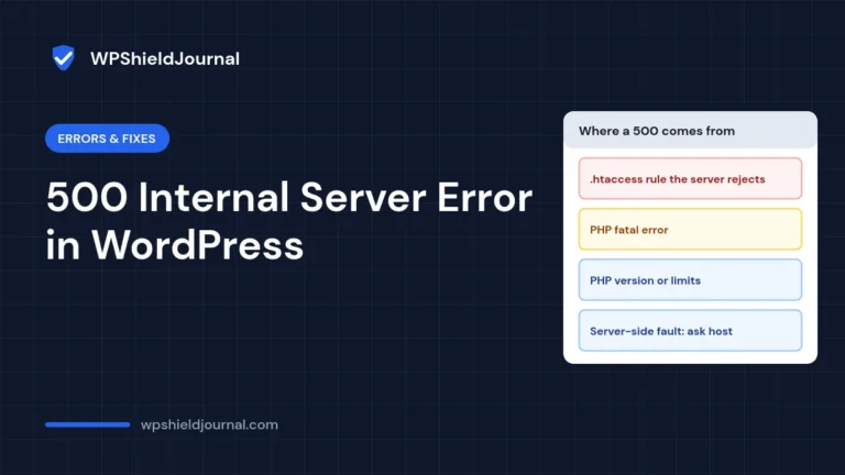 500 internal server error in WordPress: common sources are .htaccess rules, PHP fatal errors, PHP limits and server faults