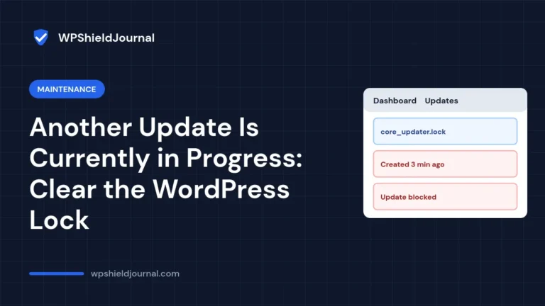 Another update is currently in progress message in WordPress updates
