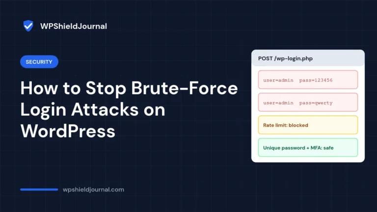 Brute-force login attacks on WordPress: repeated password guesses against wp-login.php blocked by rate limiting, unique passwords and MFA