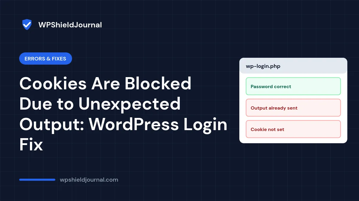 Cookies are blocked due to unexpected output error on the WordPress login page