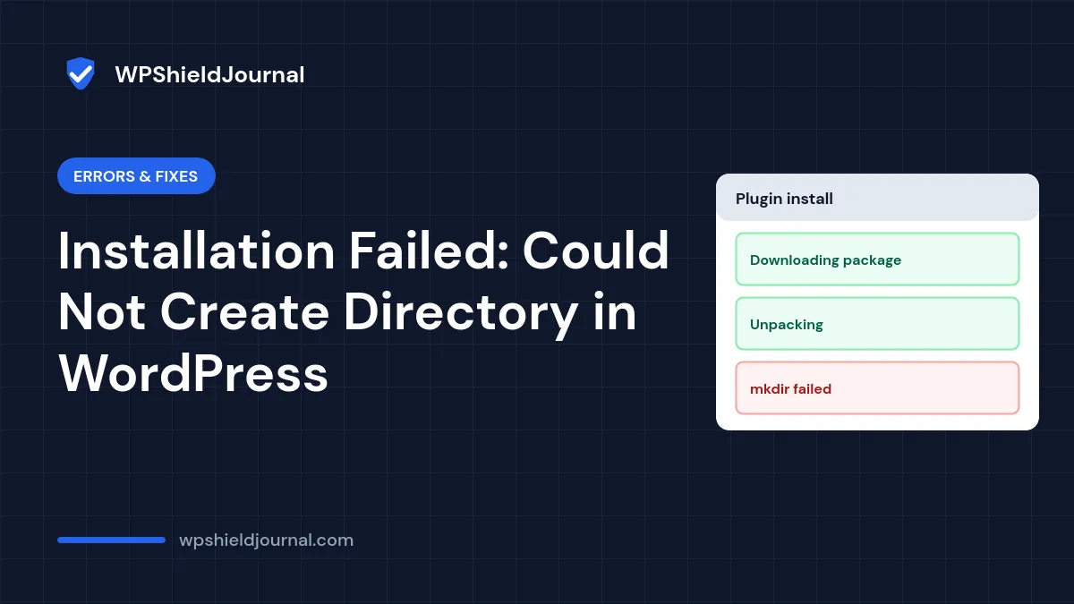 Installation failed: could not create directory error in WordPress