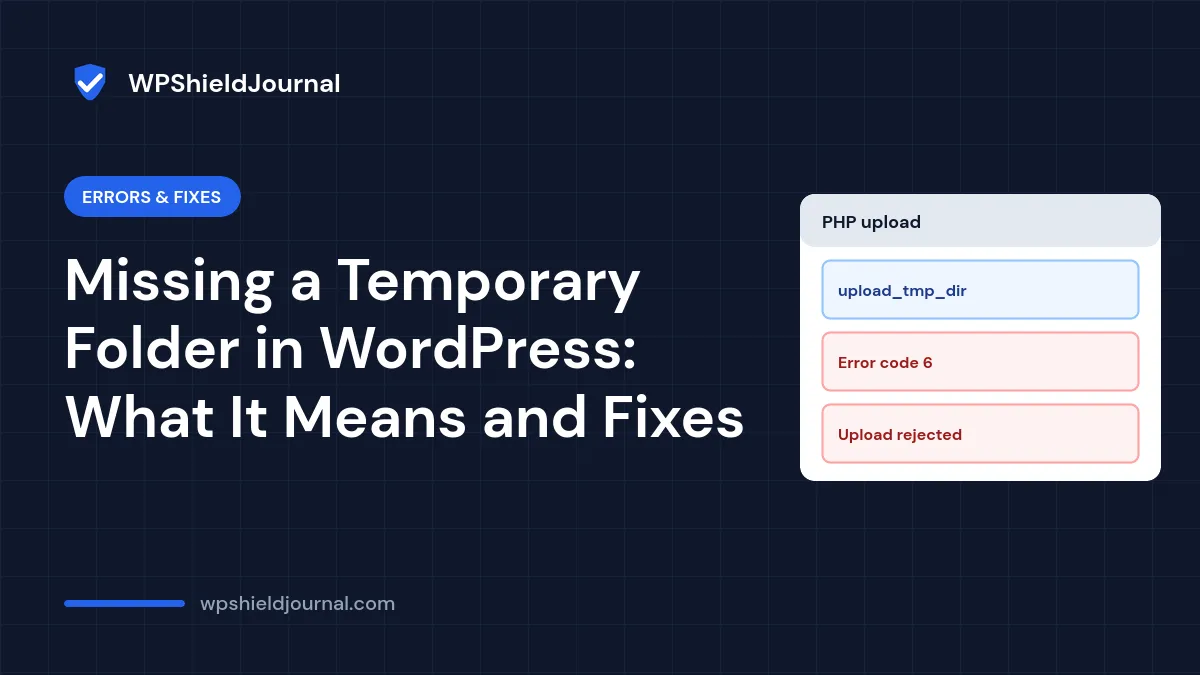 Missing a temporary folder upload error in WordPress