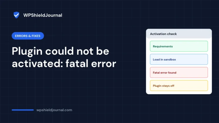 Plugin could not be activated because it triggered a fatal error