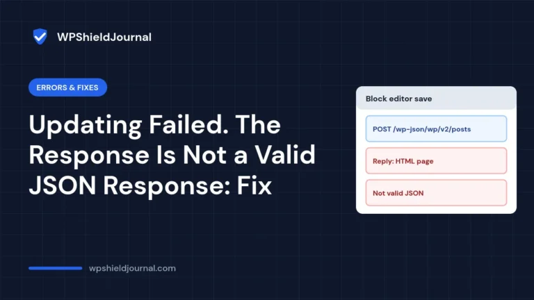Block editor error: updating failed, the response is not a valid JSON response