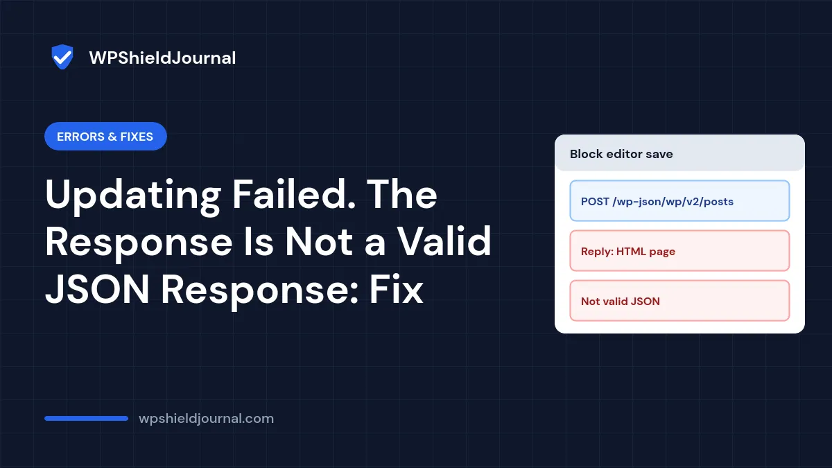 Block editor error: updating failed, the response is not a valid JSON response