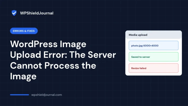 WordPress image upload error where the server cannot process the image