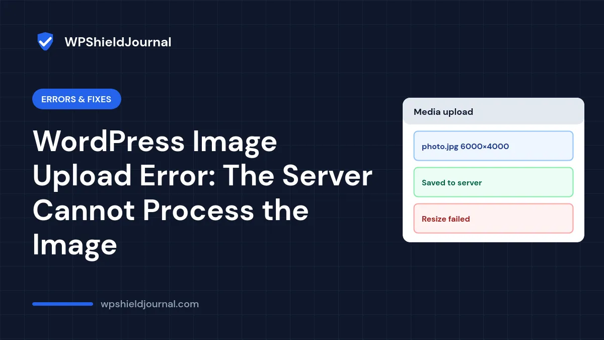 WordPress image upload error where the server cannot process the image