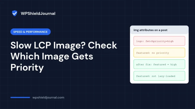 Slow LCP image on WordPress: the logo had fetchpriority high while the featured image had none, fixed by moving the priority