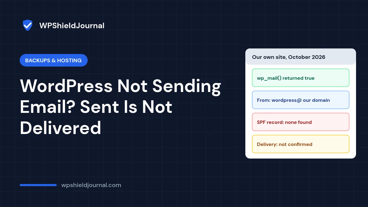 WordPress not sending email: wp_mail returned true but the domain had no SPF record, so delivery was not confirmed